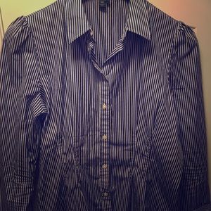 Ralph Lauren blue and white striped peplum blouse!